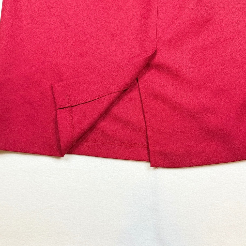 Vintage Red Elastic Waist Midi Pencil Skirt Size 16W Made in USA 55866L - Picture 6 of 7